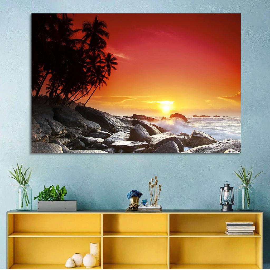 Tropical Island Sunset Wall Art