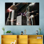 Ringed Planet Cityscape Wall Art