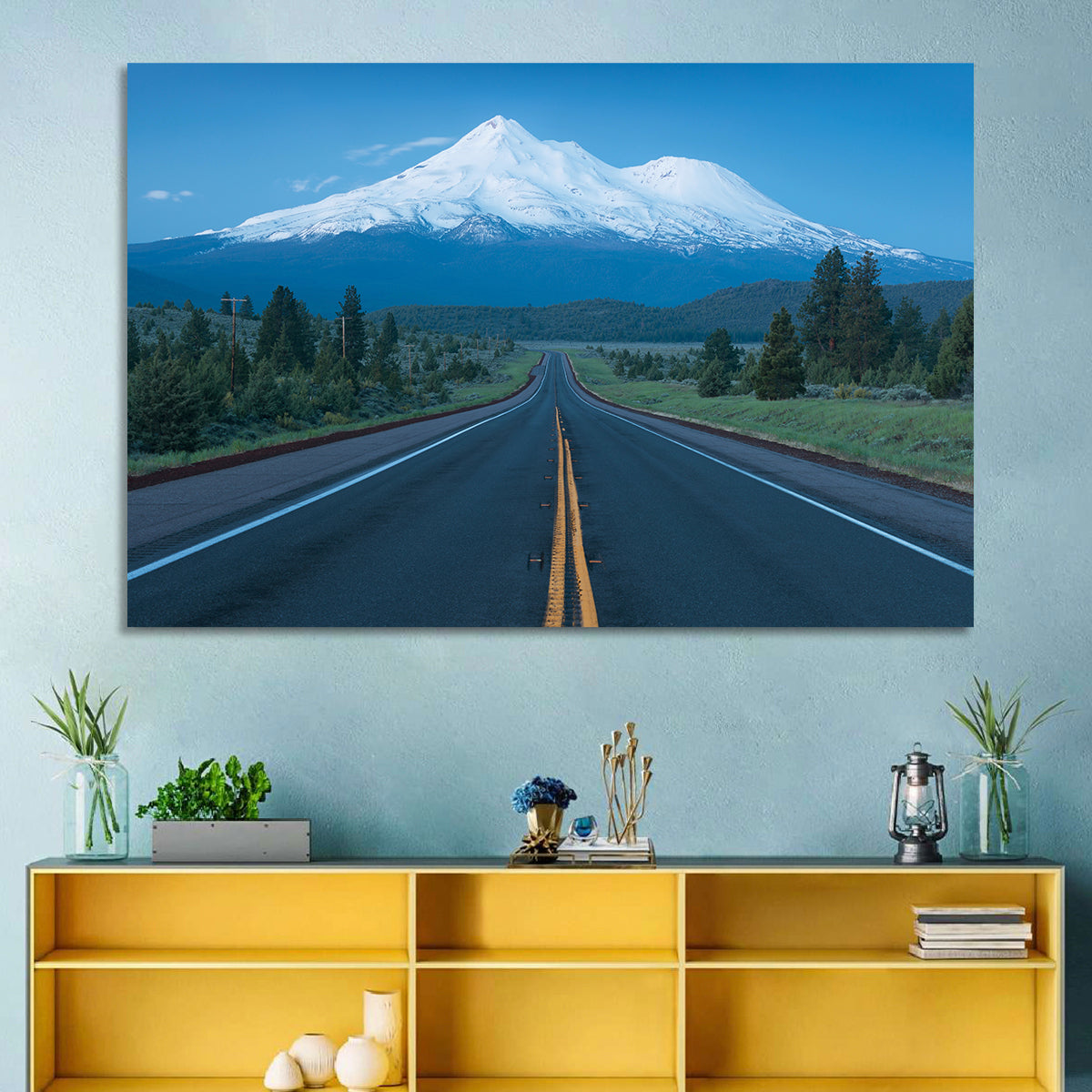 Road to Mount Shasta Wall Art in a room, landscape