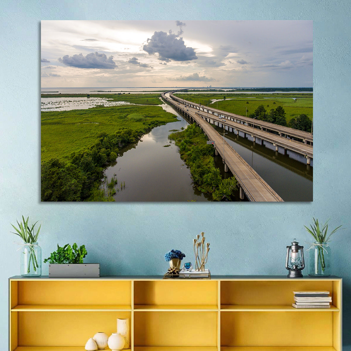 Interstate 10 Bridge Wall Art in a room, landscape
