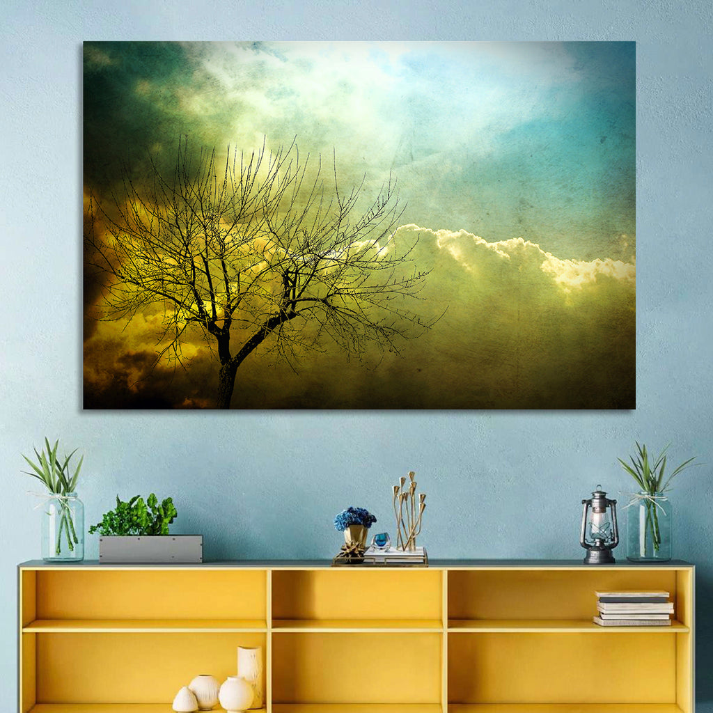 Moody Winter Tree Landscape Wall Art