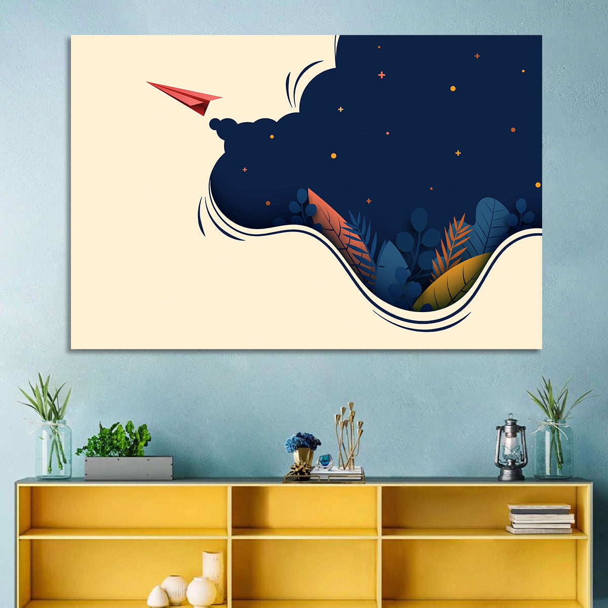 Paper Airplane in Flight Wall Art