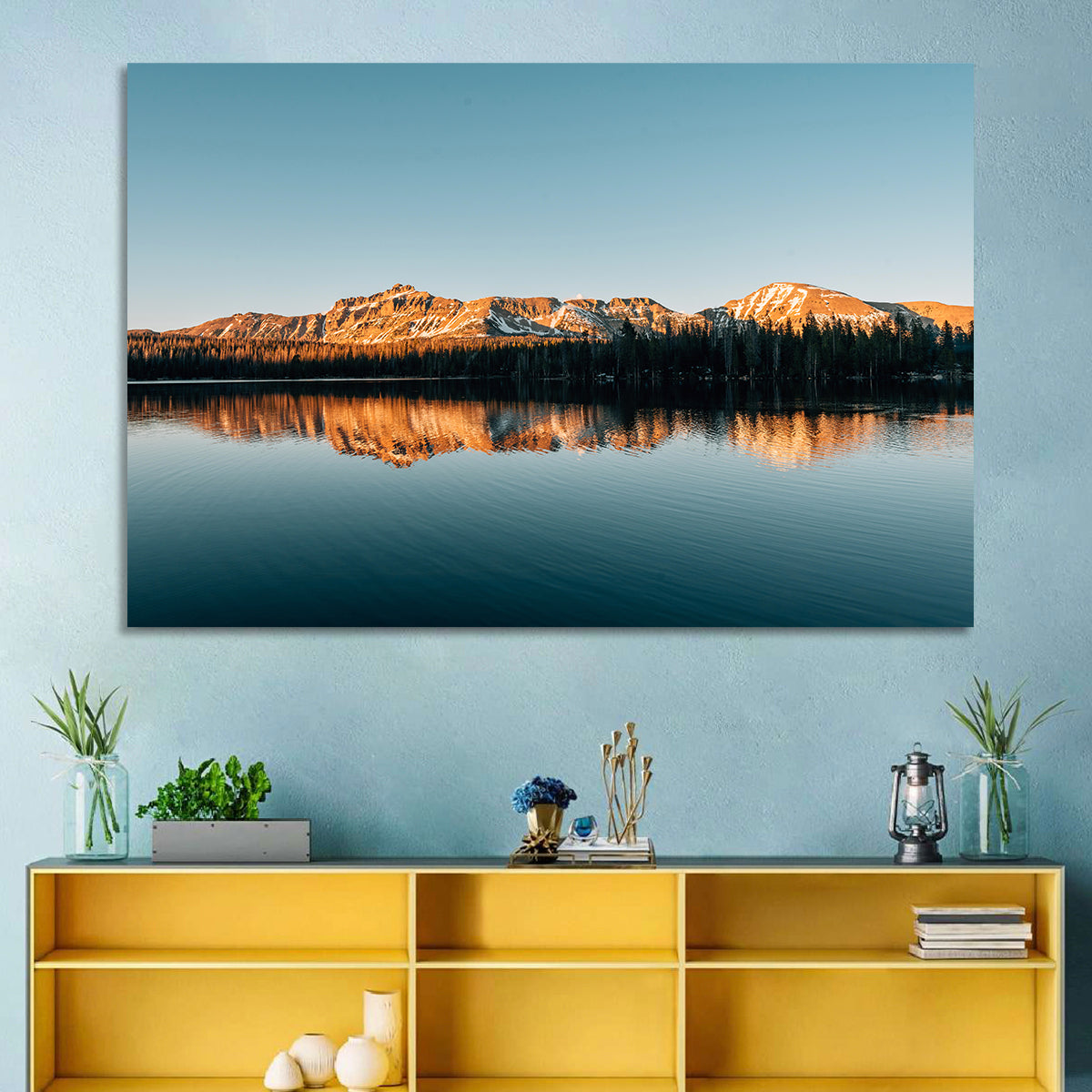 Mirror Lake Reflection, Uinta Mountains Wall Art in a room, landscape