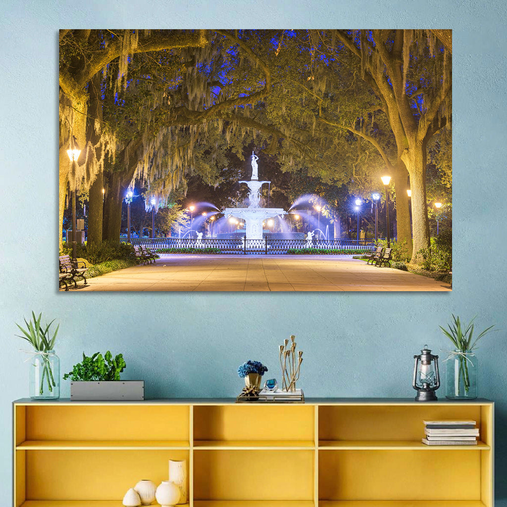 Forsyth Park Fountain at Night Wall Art