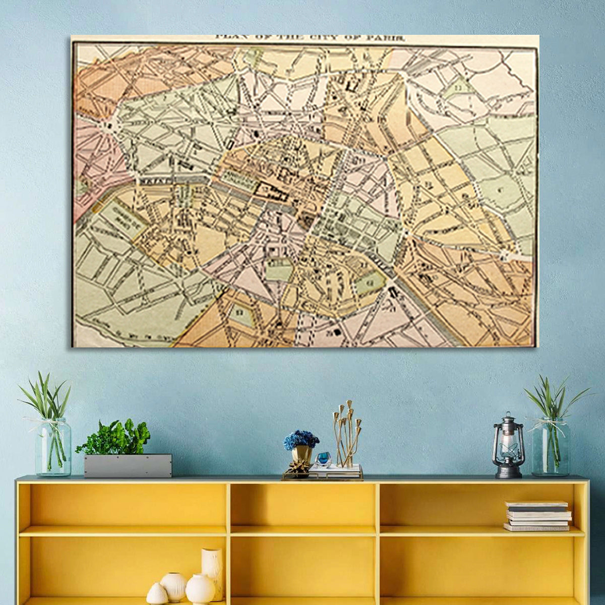 Plan of Paris Wall Art in a room, landscape
