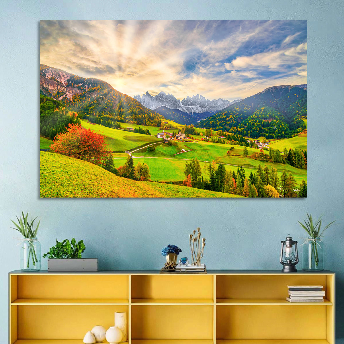 Santa Magdalena Valley at Golden Hour Wall Art in a room, landscape