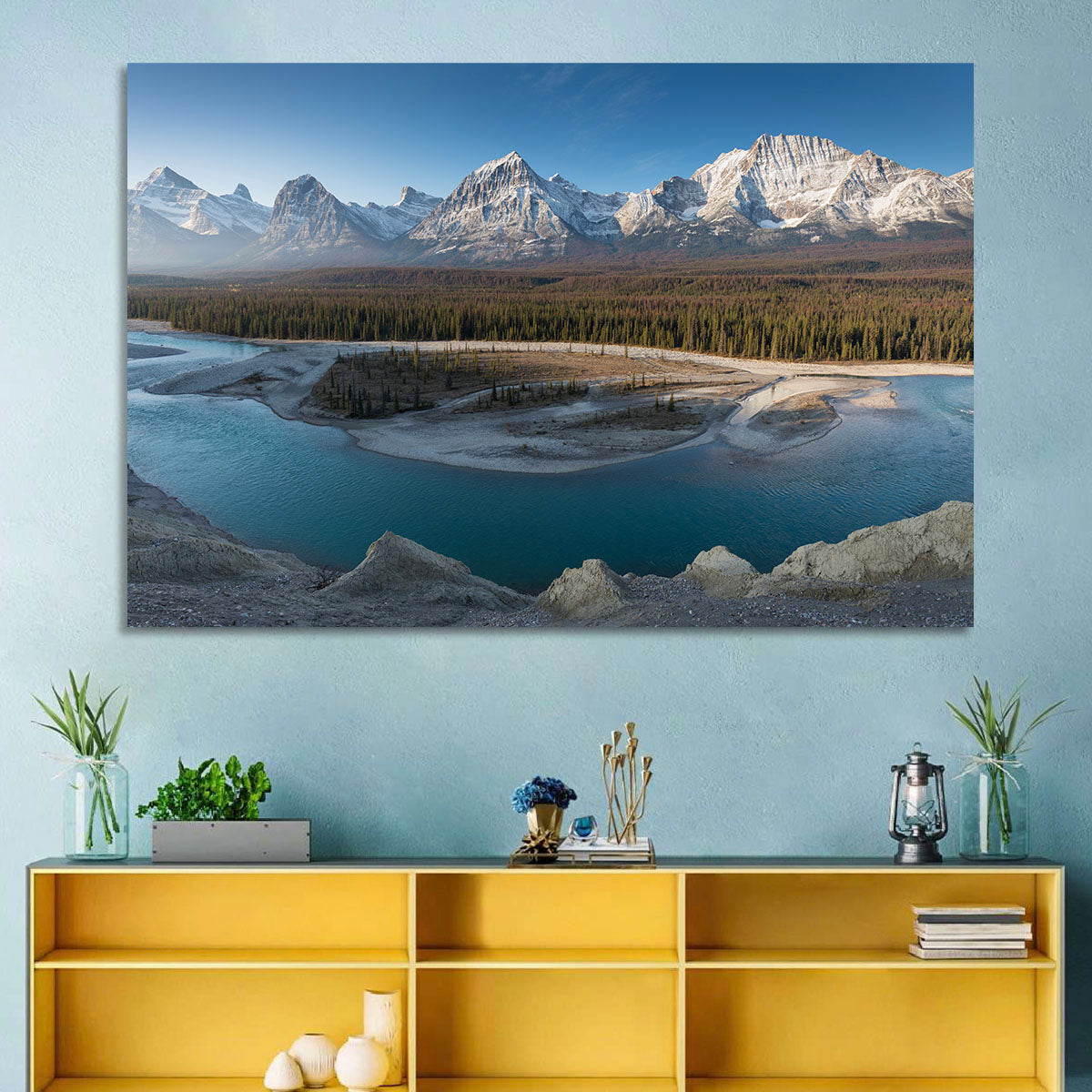 River in Jasper National Park Wall Art in a room, landscape