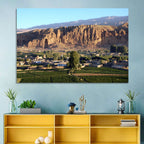 Bamiyan Valley Cliff Niche at Golden Hour Wall Art