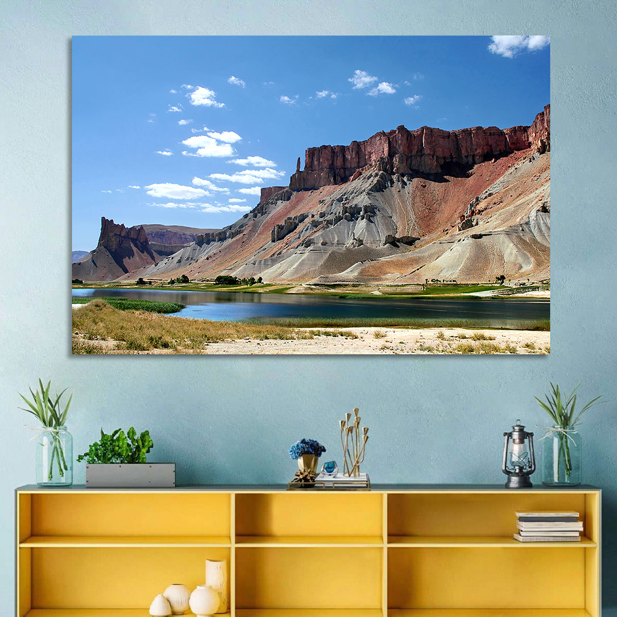 Band-e Amir Lakes and Rock Spire Wall Art in a room, landscape