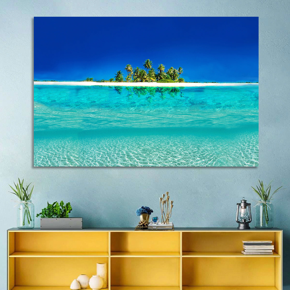 Tranquil Split-level Tropical Island Seascape Wall Art