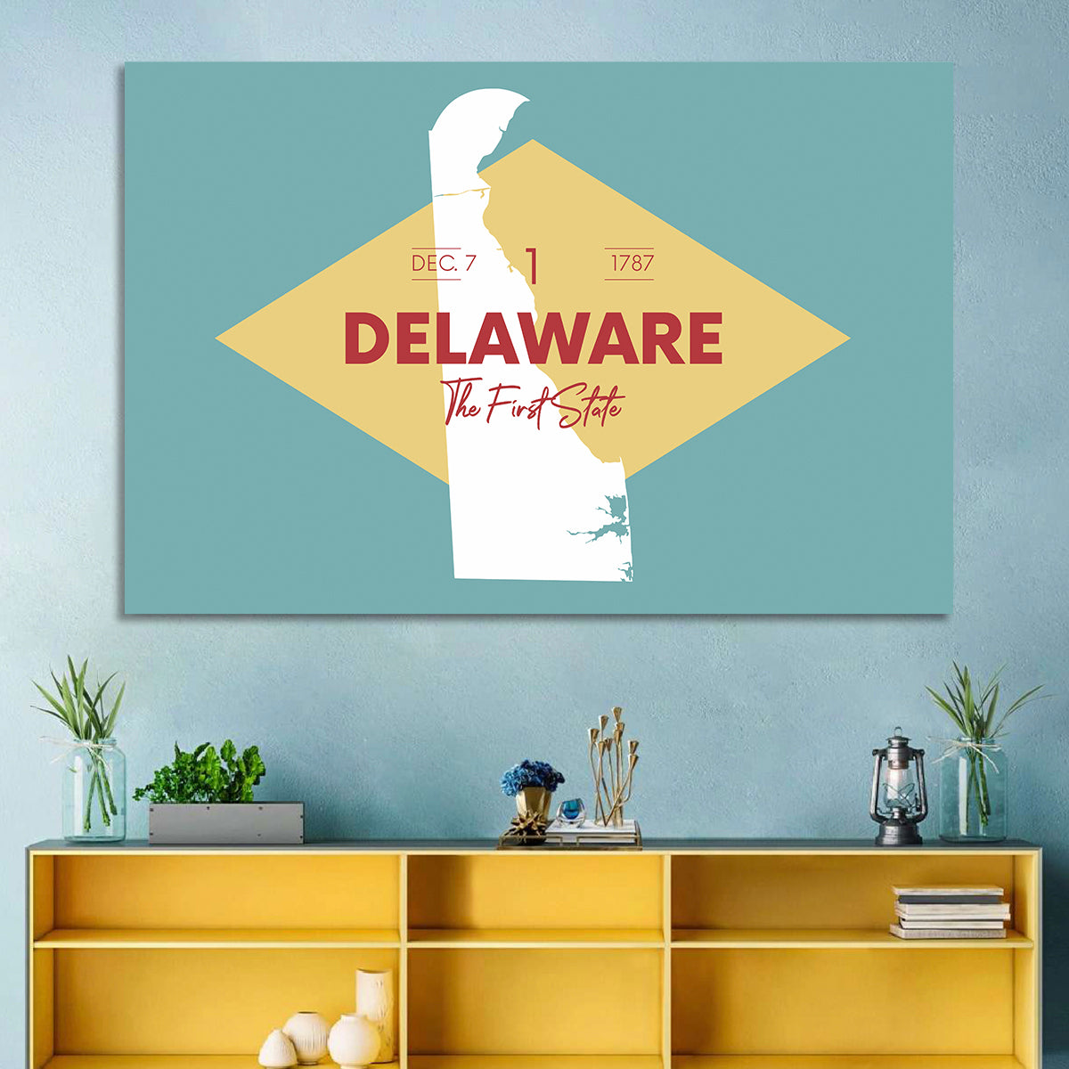 Delaware State Map Graphic Wall Art