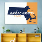 Massachusetts State Map Wall Art