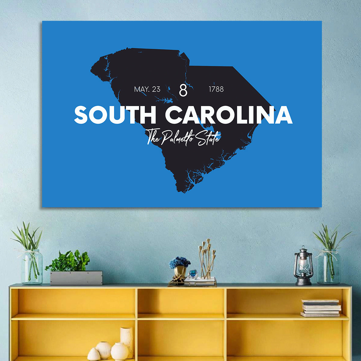 South Carolina State Map Wall Art in a room, landscape