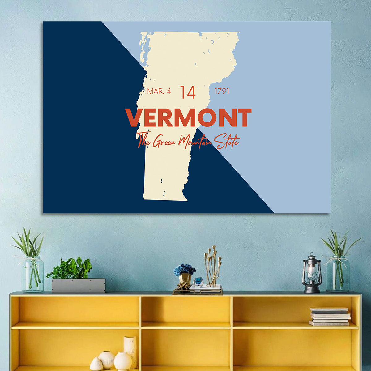 Vermont Map, Green Mountain State Wall Art