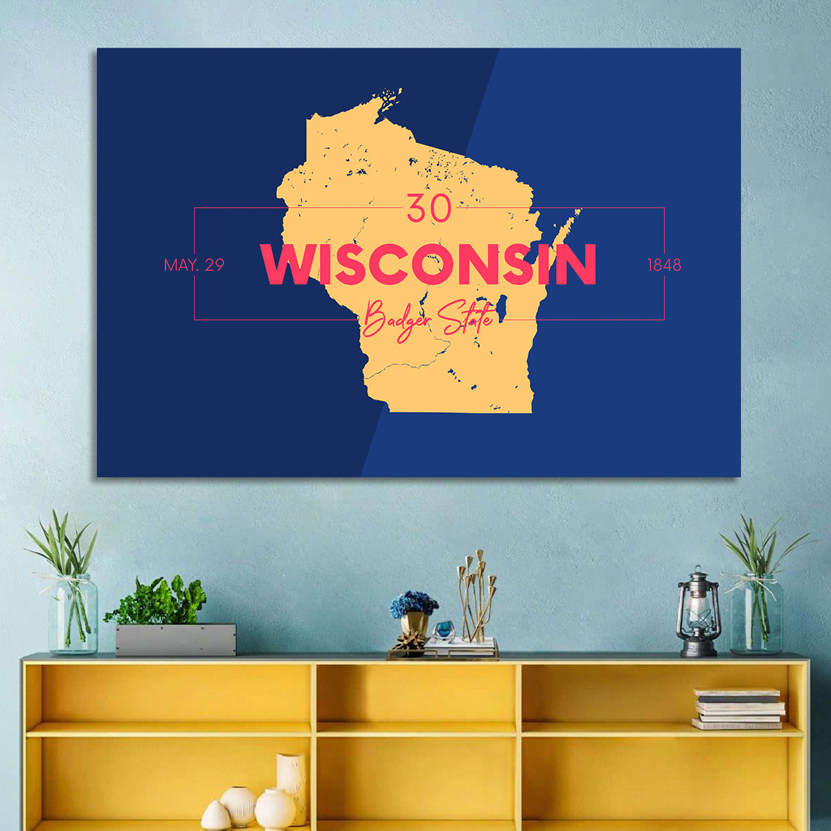 Badger State Map Wall Art