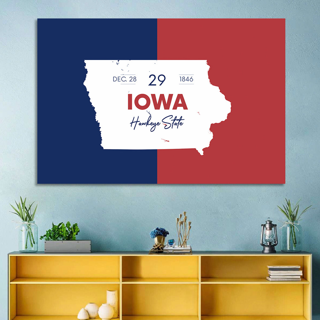 Hawkeye State Map Typography Wall Art