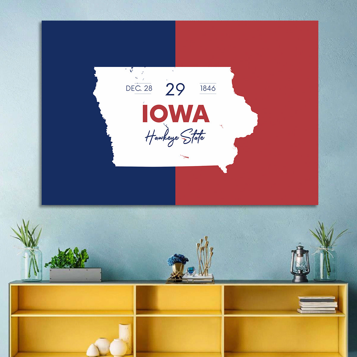 Hawkeye State Map Typography Wall Art