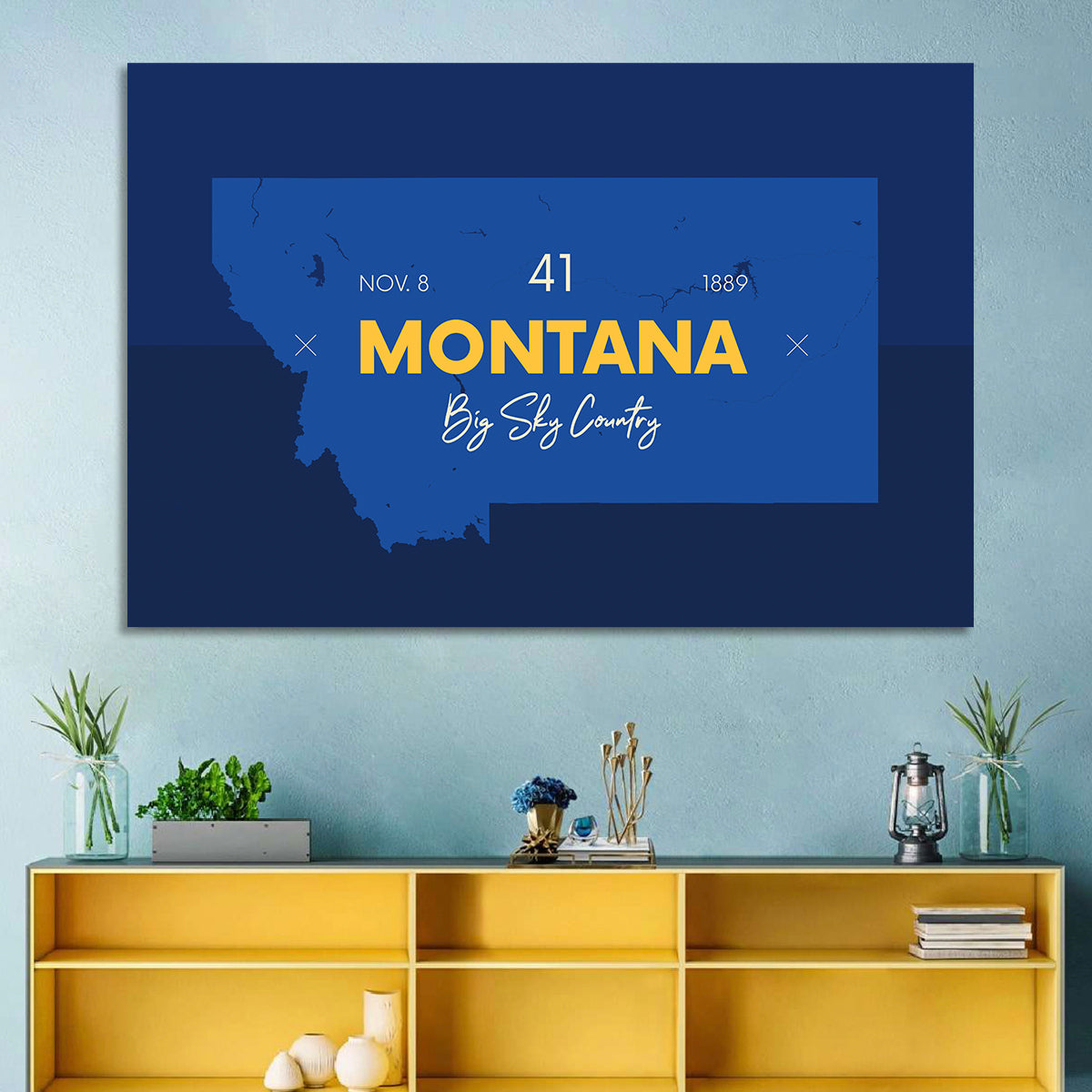 Montana Map Typography Big Sky Country Wall Art