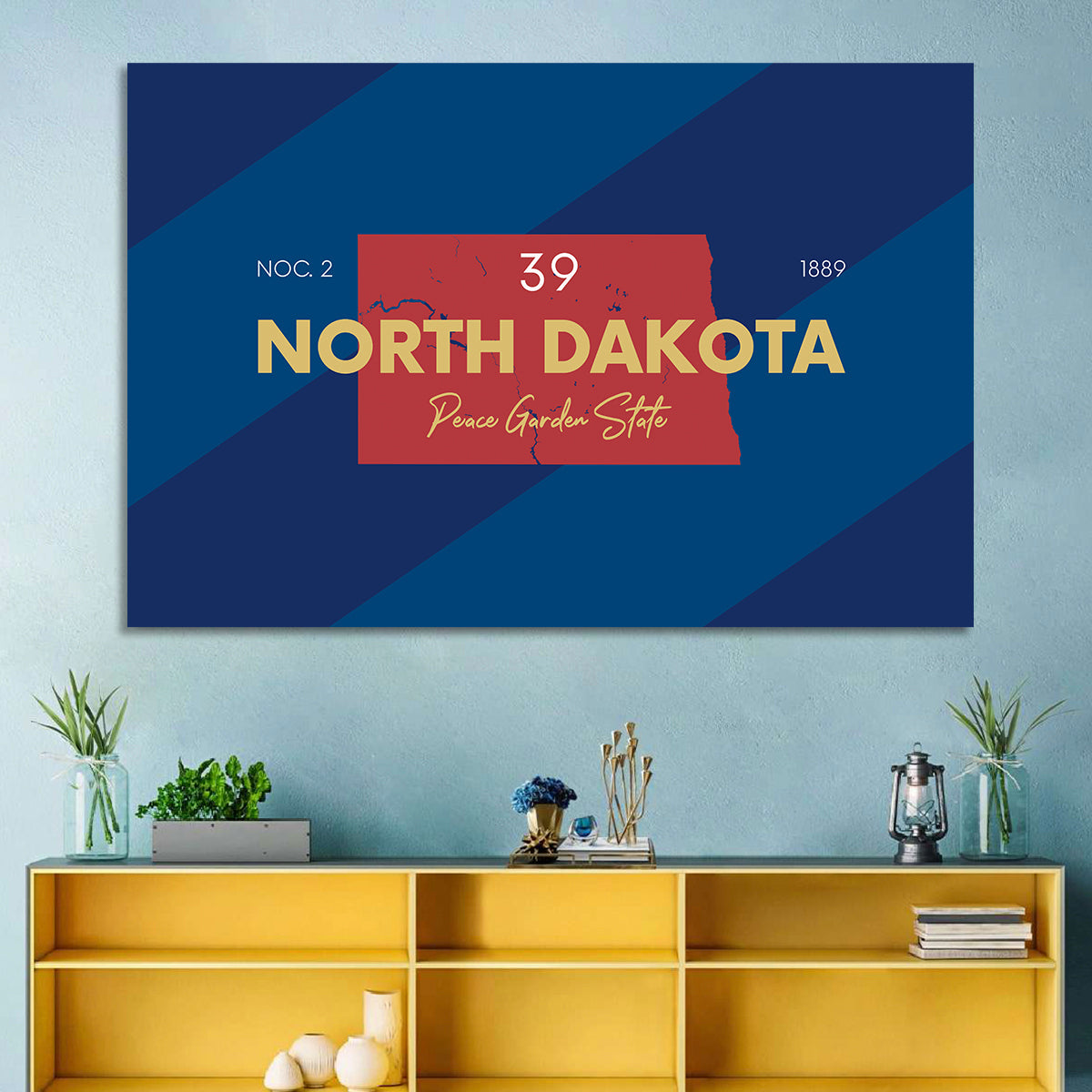 North Dakota Map Graphic Number 39 Wall Art in a room, landscape