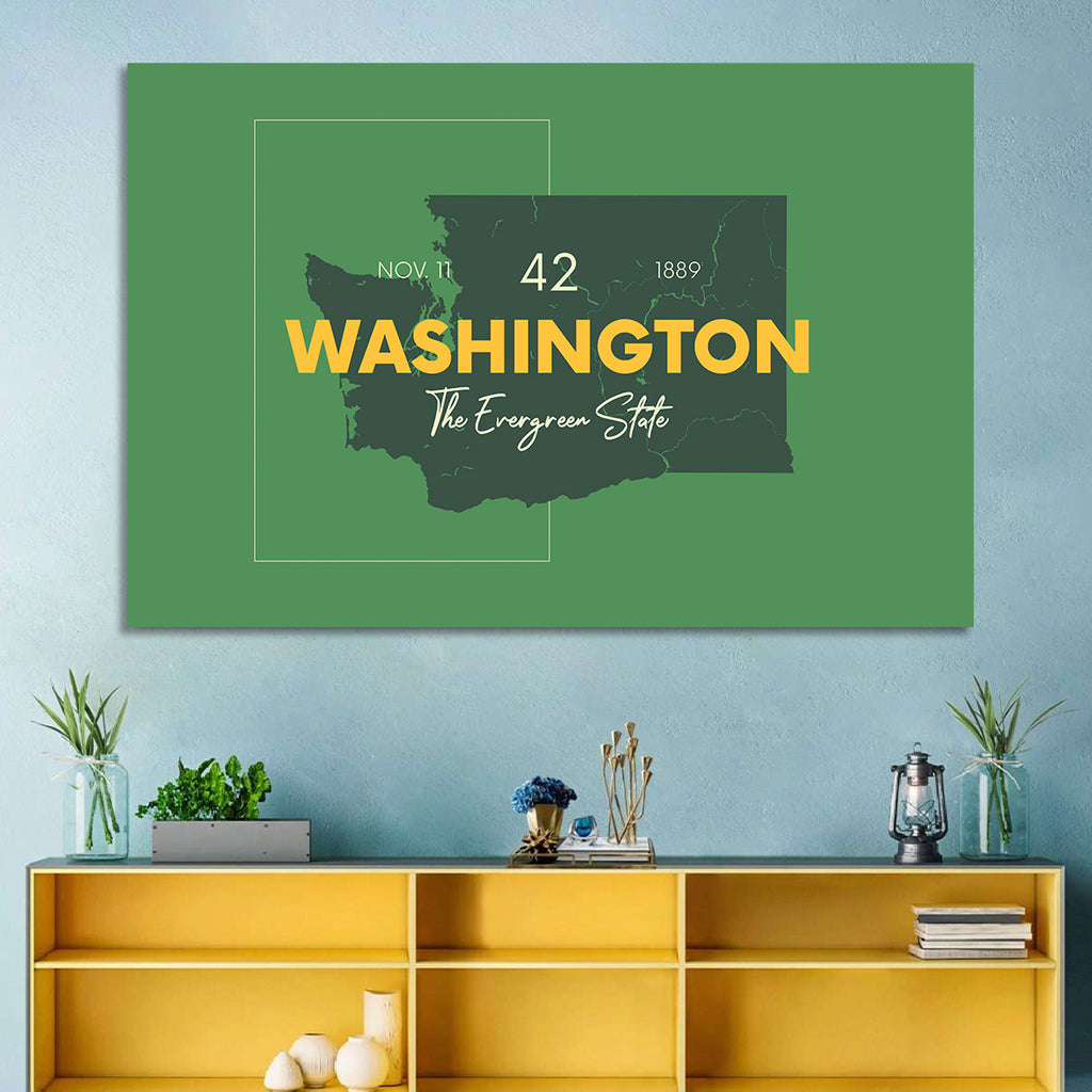 Minimalist Washington State Map Wall Art