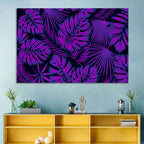Violet Tropical Leaves Wall Art