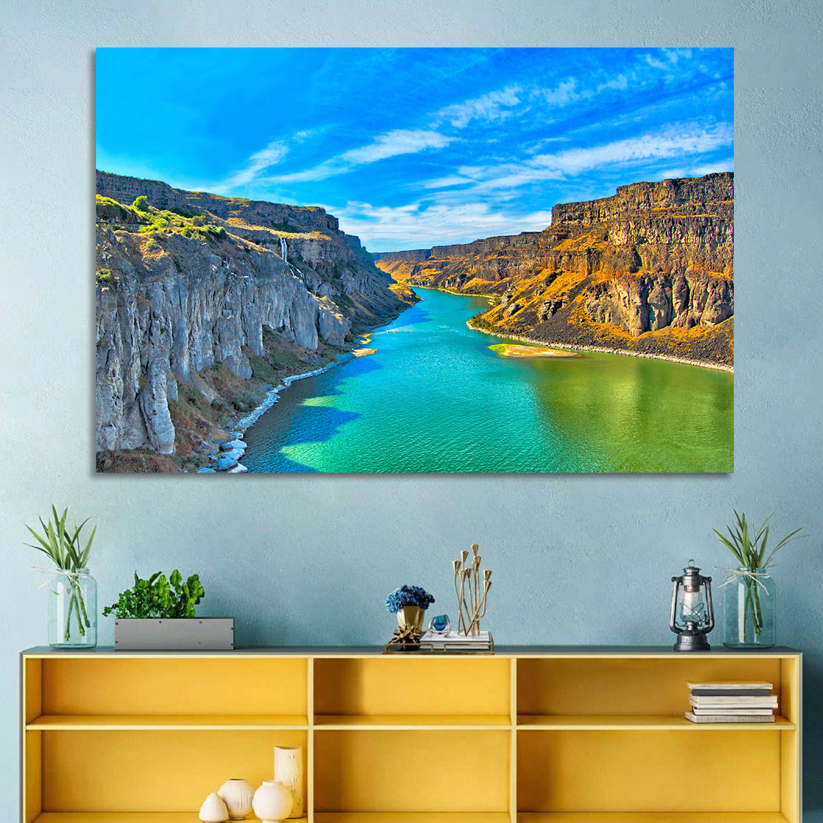 Snake River Canyon at Twin Falls Wall Art in a room, landscape