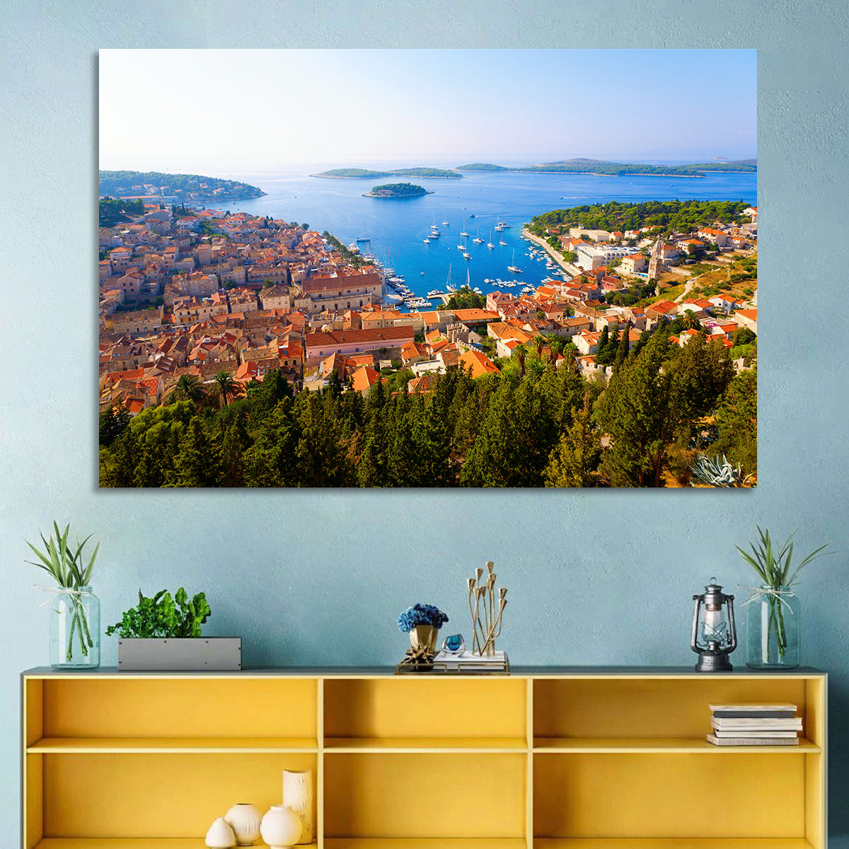 Hvar Harbor Aerial View Wall Art