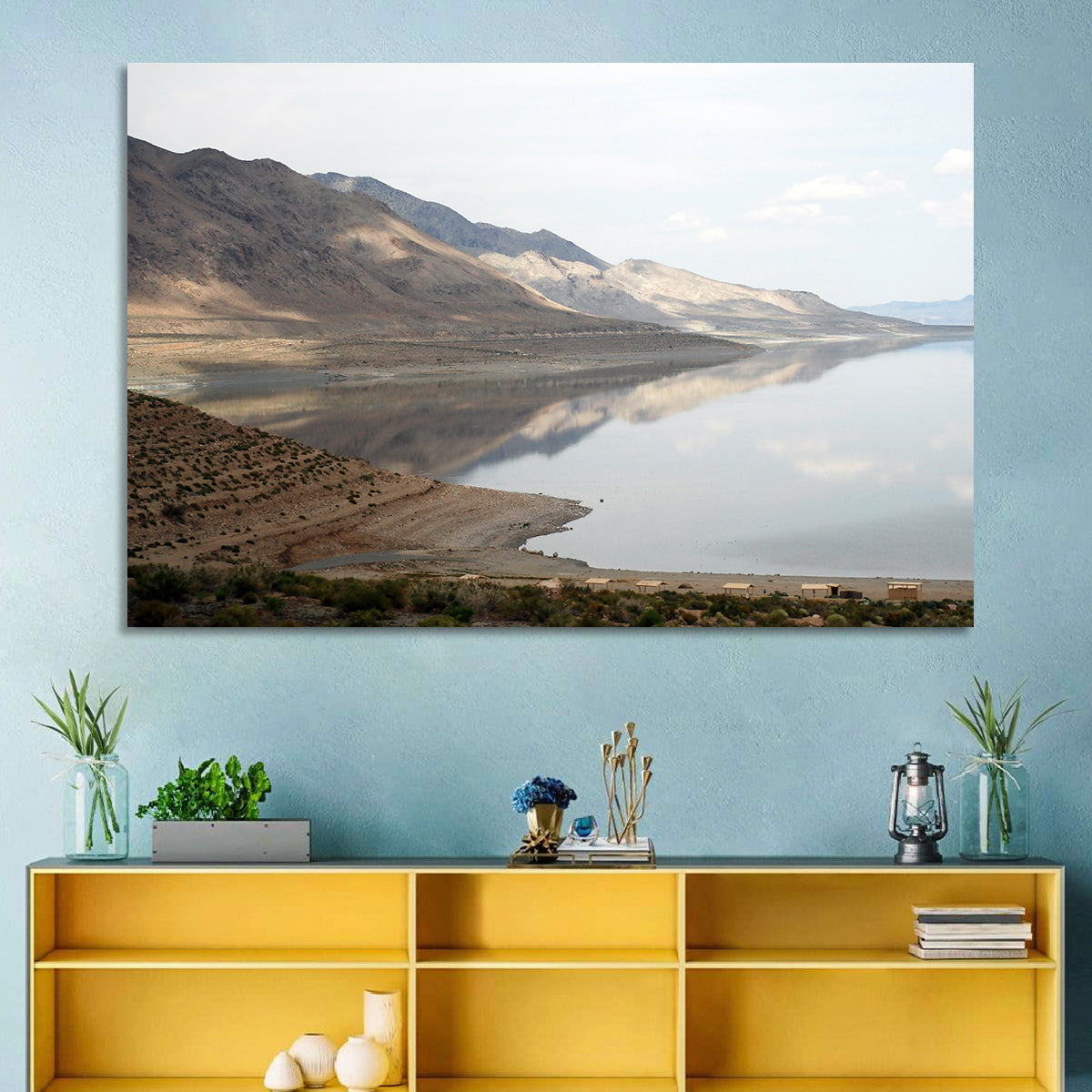 Walker Lake Reflections Wall Art in a room, landscape