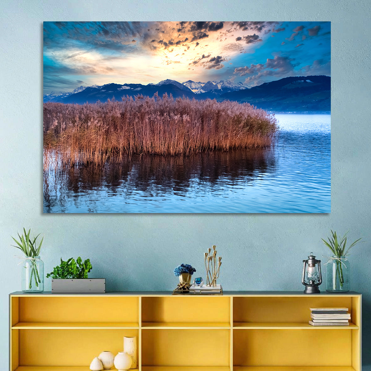 Lake Obersee Reeds at Dusk Wall Art