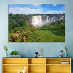 Kalandula Falls and Grazing Donkeys Wall Art
