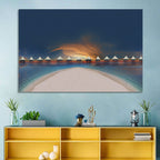 Overwater Bungalows at Golden Dusk Wall Art