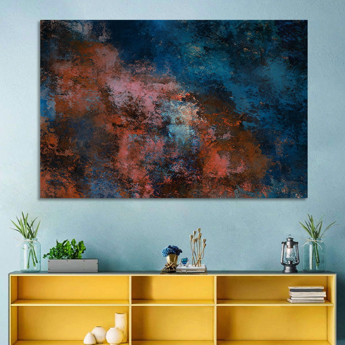 Blue to Rust Color Field Wall Art