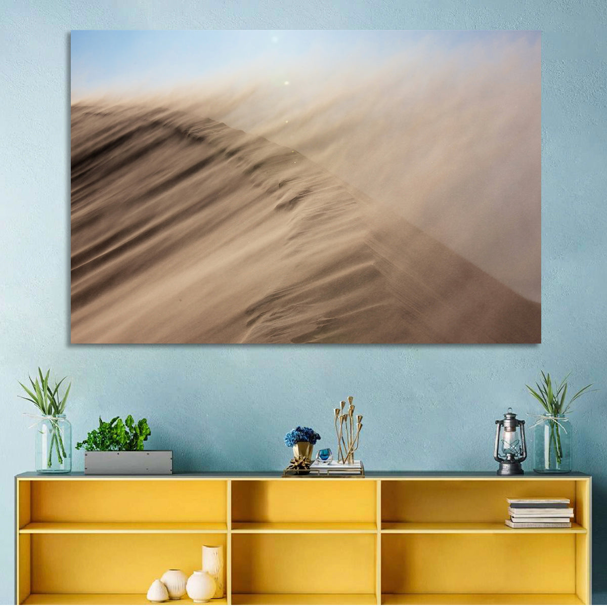Sandstorm Over Dune Wall Art in a room, landscape