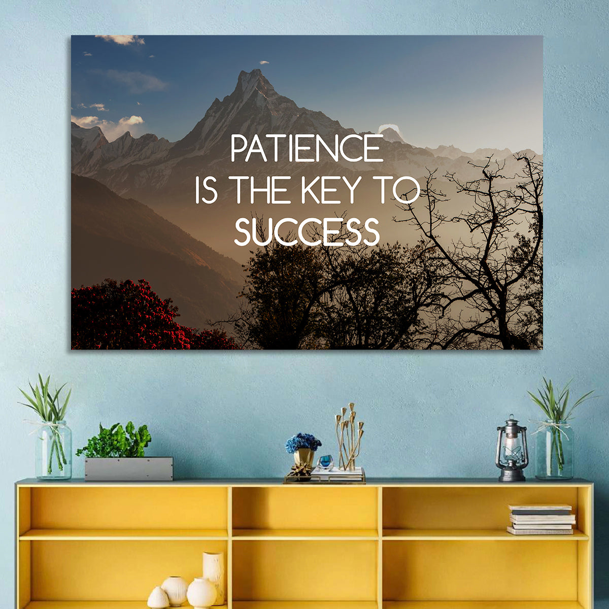 Patience Is the Key to Success Wall Art in a room, landscape