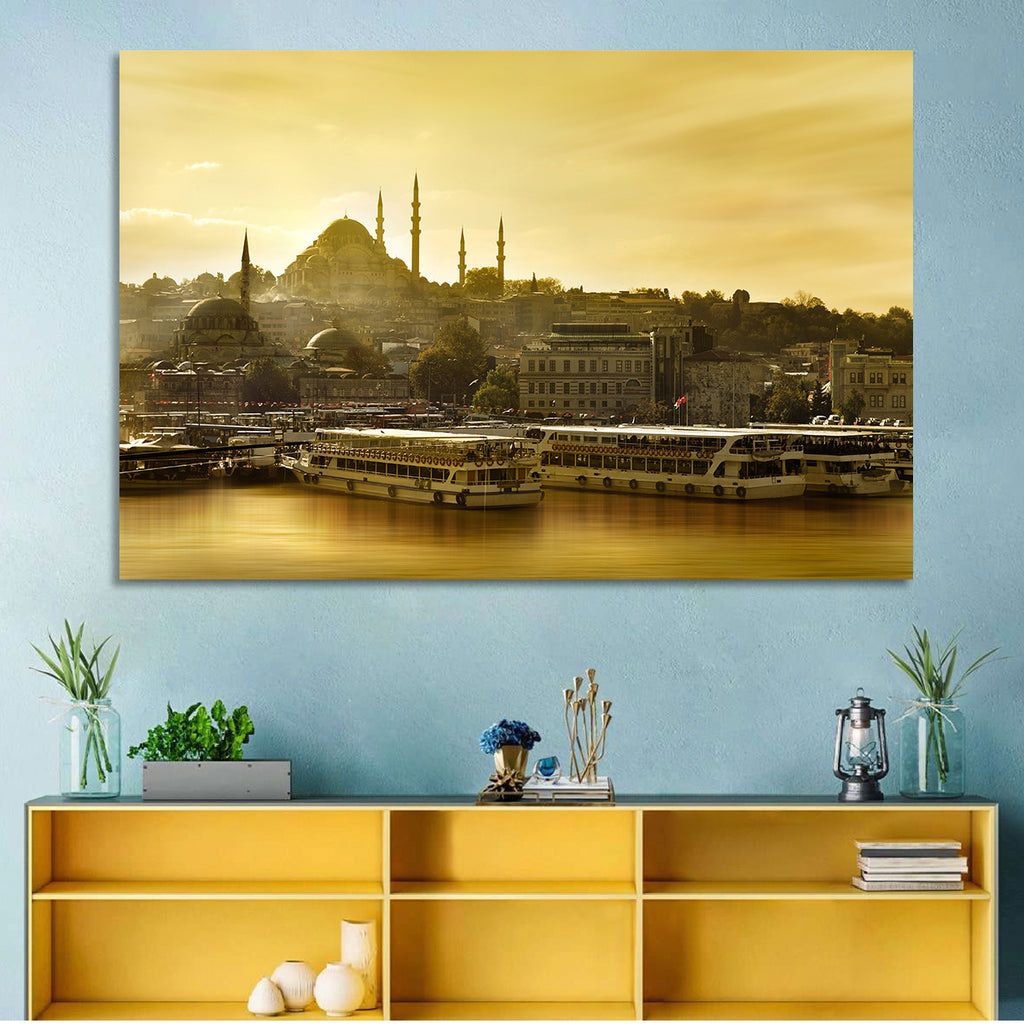 Suleymaniye Mosque Sunset Silhouette Wall Art