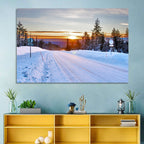 Snowy Road at Sunset Wall Art