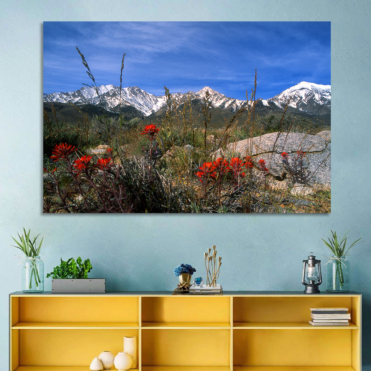 Sierra Nevada Wildflower Vista Wall Art in a room, landscape