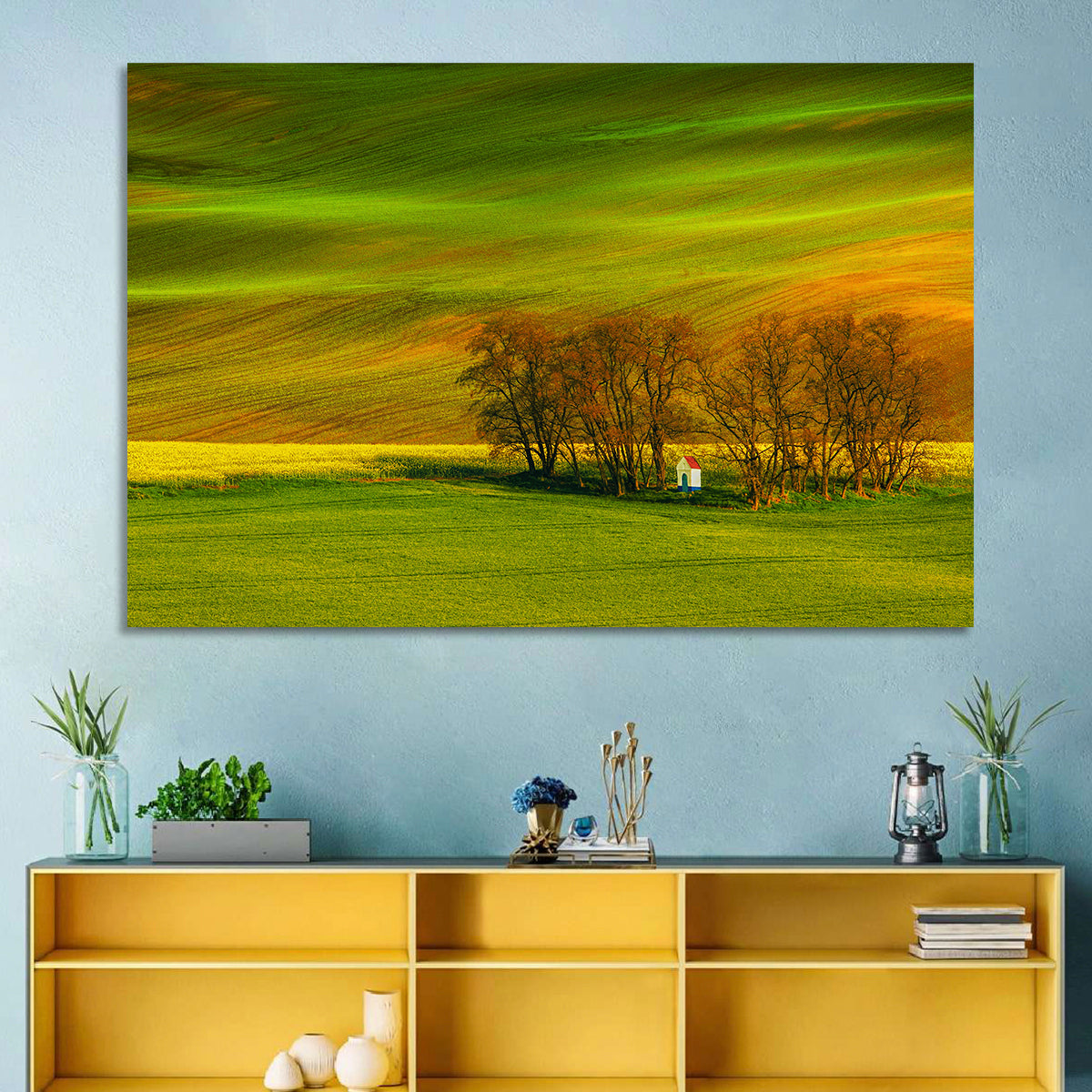 Moravian Wheat Fields with Chapel Wall Art