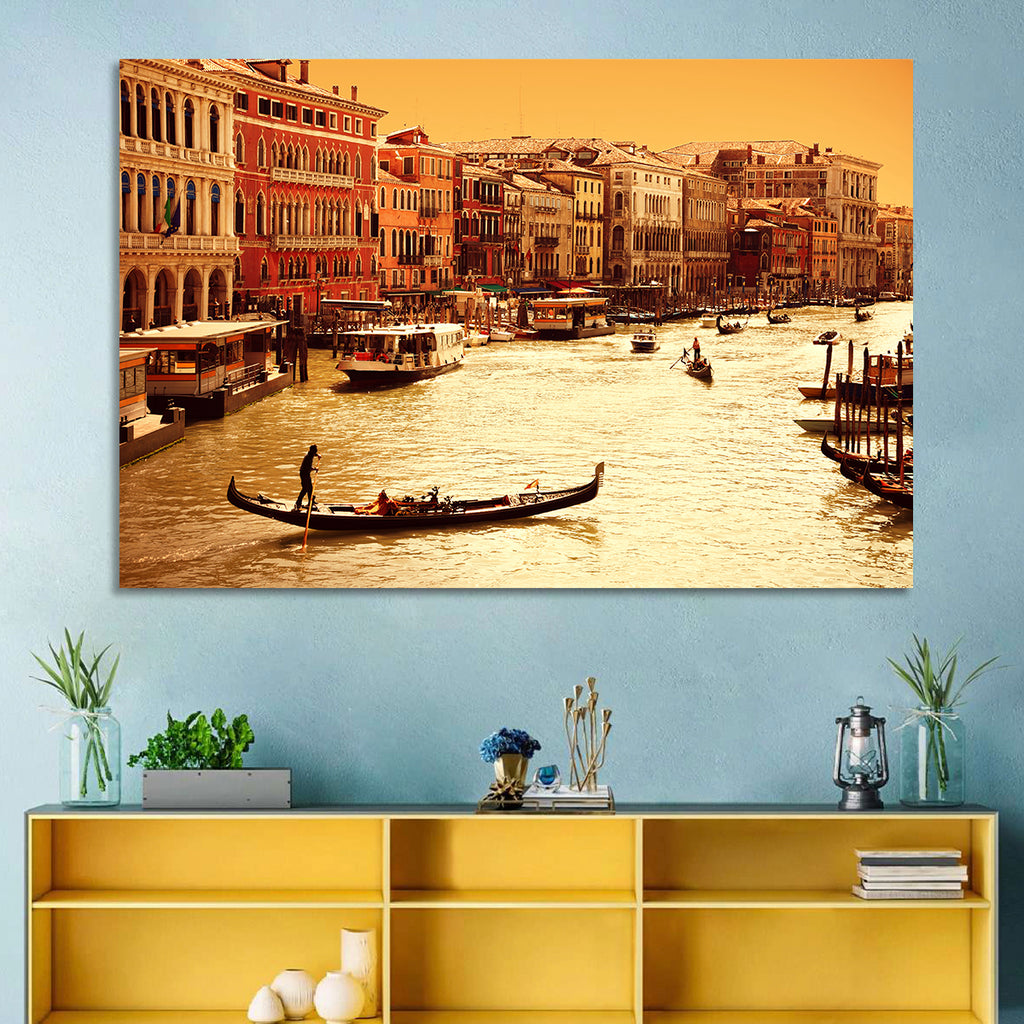 Grand Canal Gondola at Golden Hour Wall Art