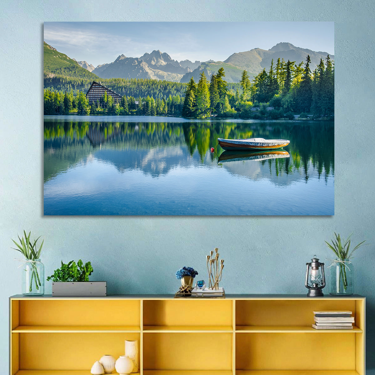 Štrbské Pleso Reflection Wall Art in a room, landscape