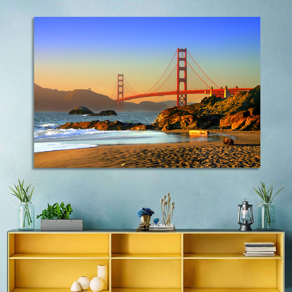 Golden Hour at the Golden Gate Bridge Wall Art