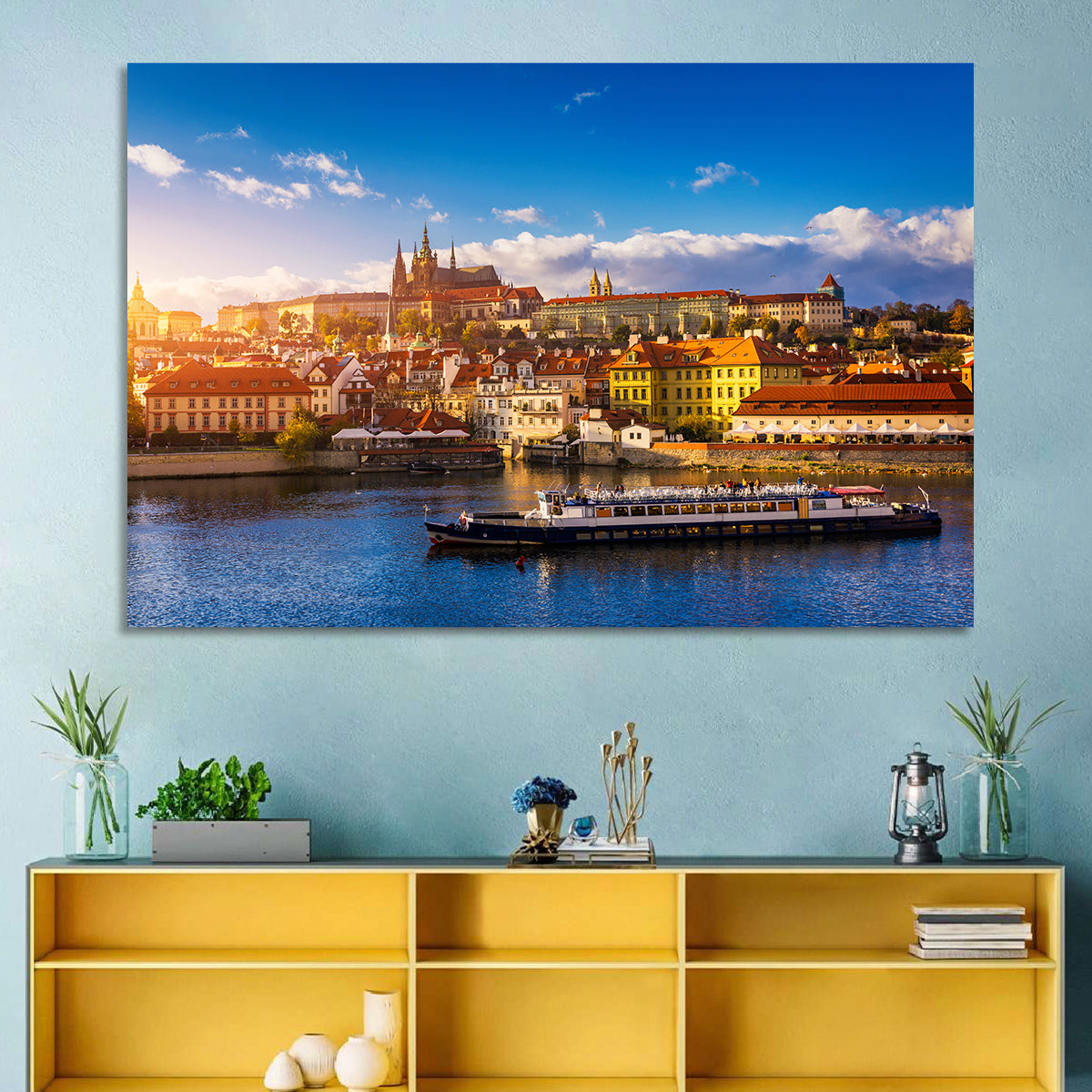 Prague Castle Golden Hour River View Wall Art
