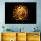 Golden Hologram Globe Wall Art