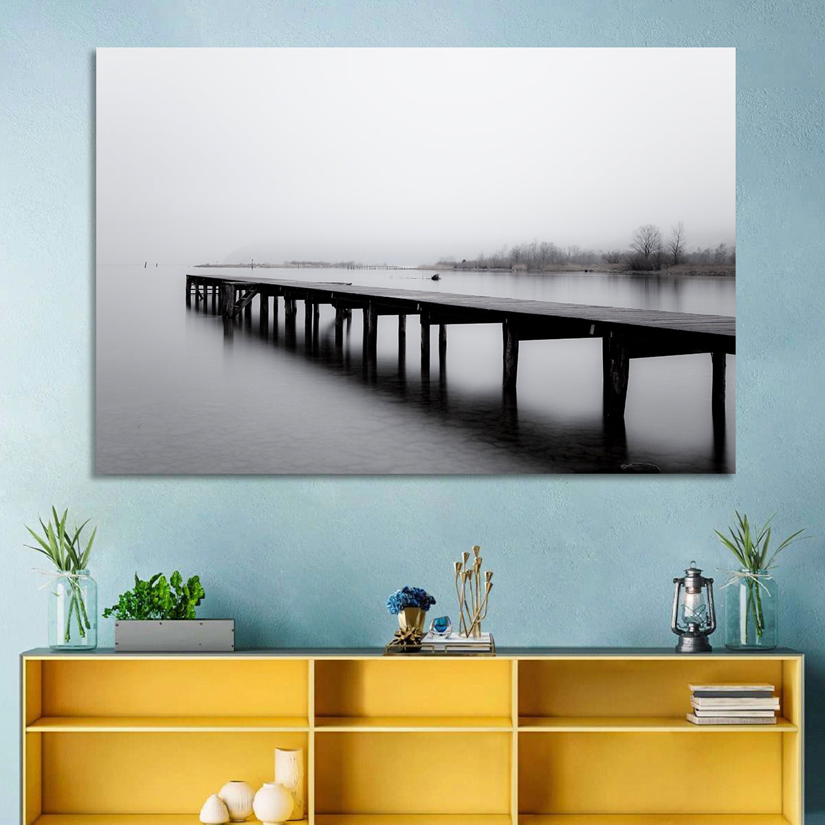 Misty Lake Jetty Wall Art