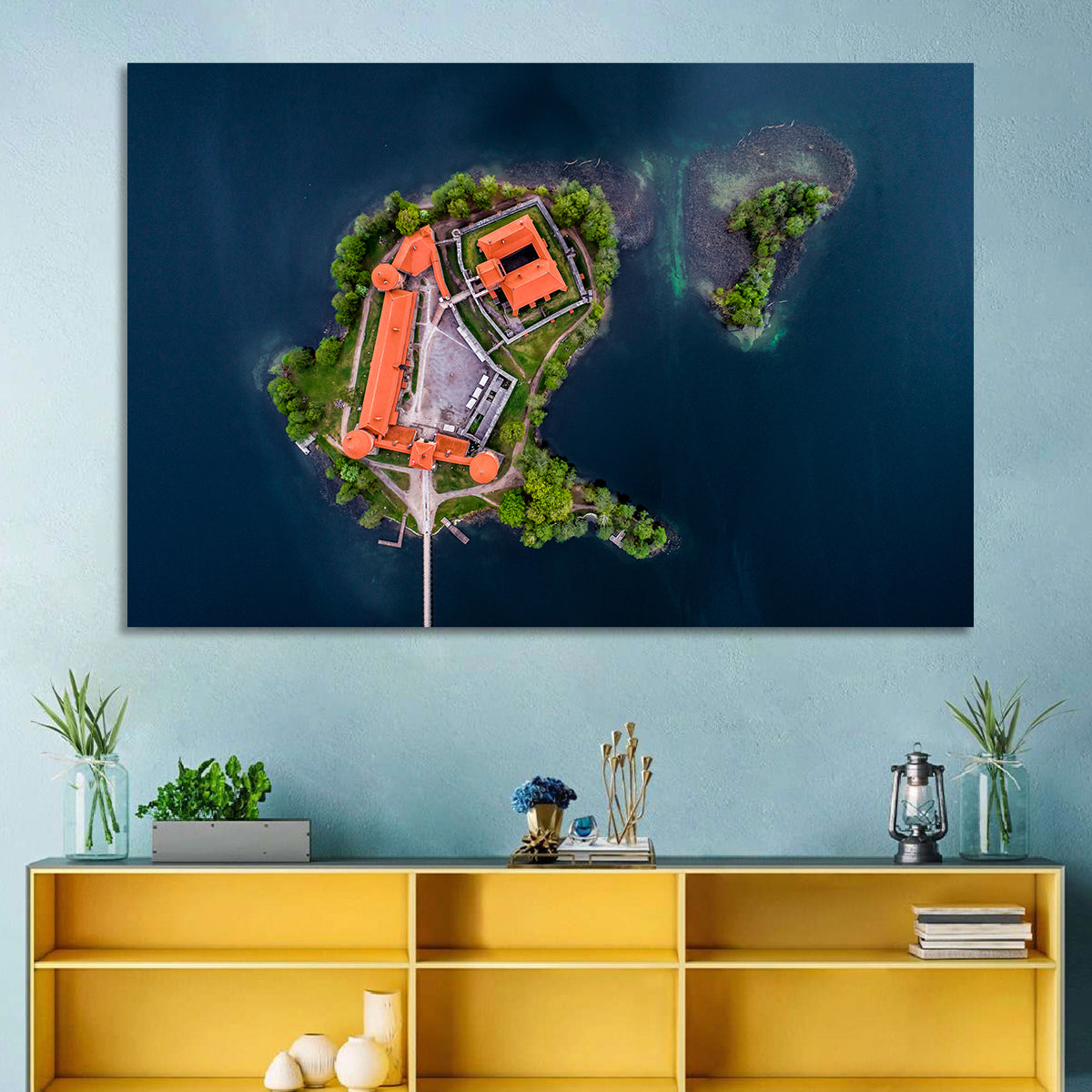 Trakai Island Castle Wall Art in a room, landscape
