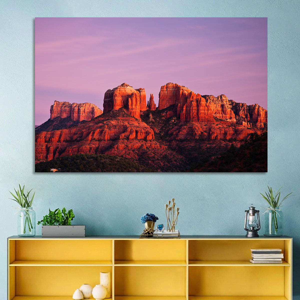 Cathedral Rock Sunset, Sedona Wall Art in a room, landscape