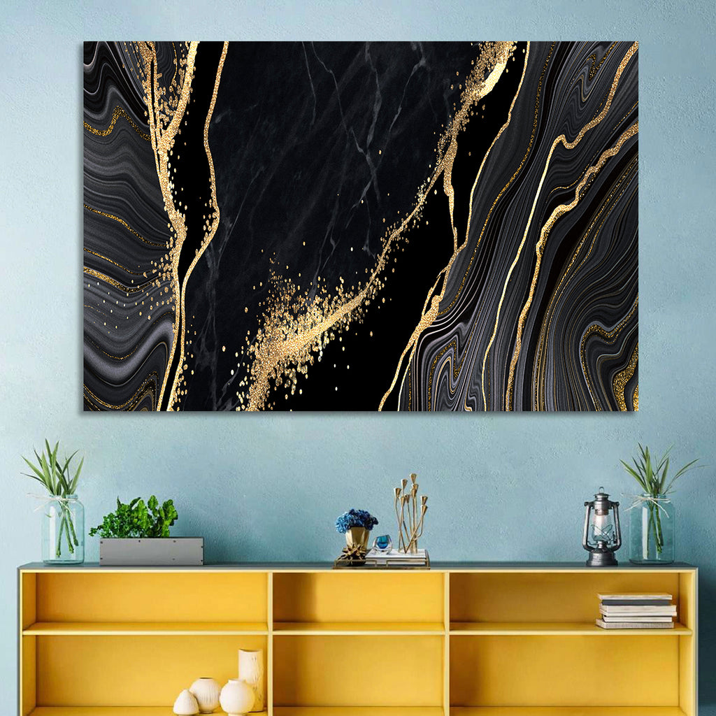 Diagonal Gold Veined Marble Wall Art