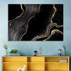 Black Marble with Gold Veins Wall Art