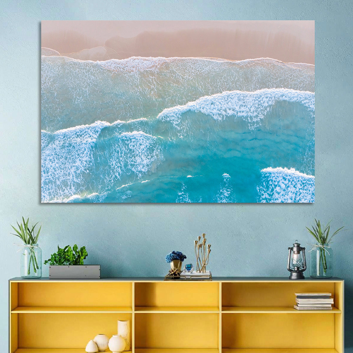 Turquoise Shoreline Aerial View Wall Art