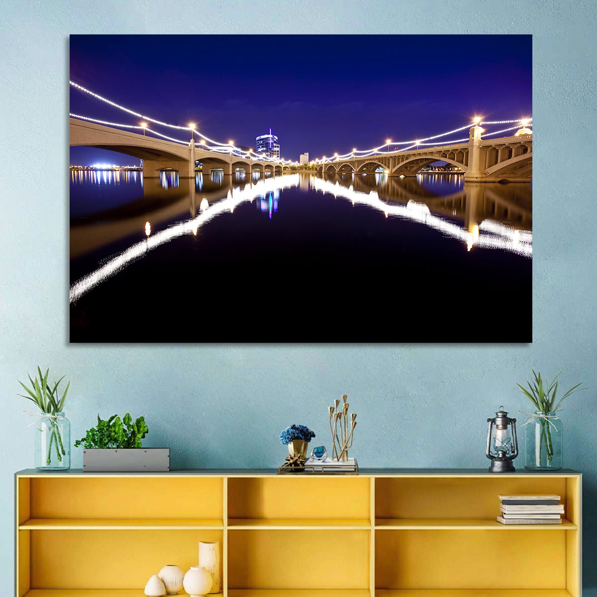 Mill Avenue Bridge Night Reflections Wall Art